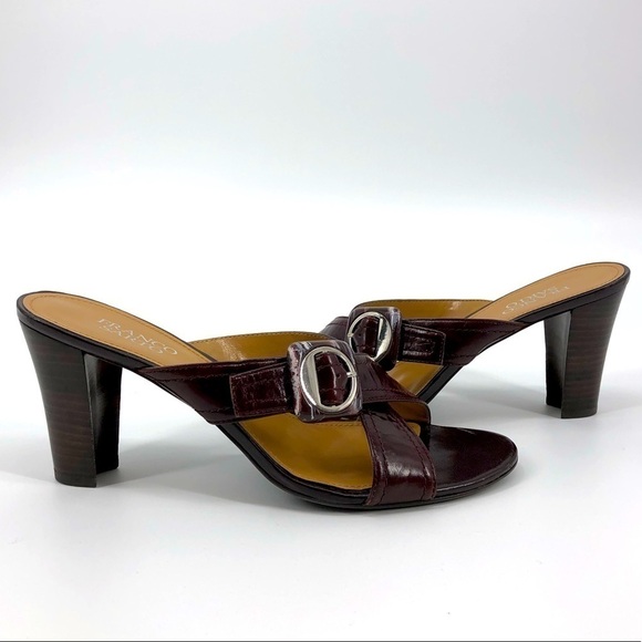 Franco Sarto Burgundy Concourse Chunky Heel Crossover Strap Sandals Size 9.5 - Picture 5 of 8